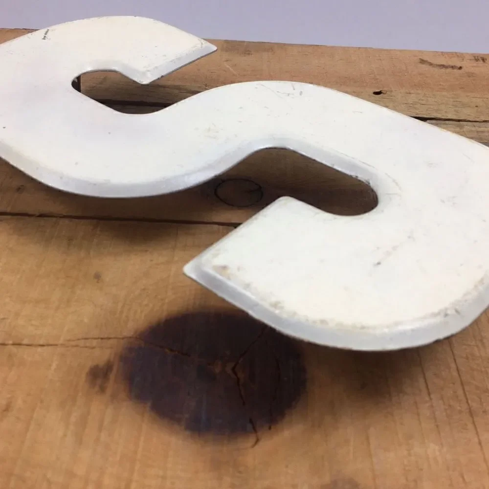 Antique Industrial Metal Marquee Letter “S” Accent Decor